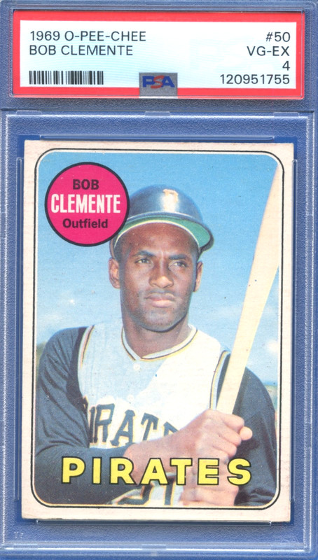 1969 OPC O-Pee-Chee #50 Roberto "Bob" Clemente Pitts. Pirates HOF PSA VG-EX 4