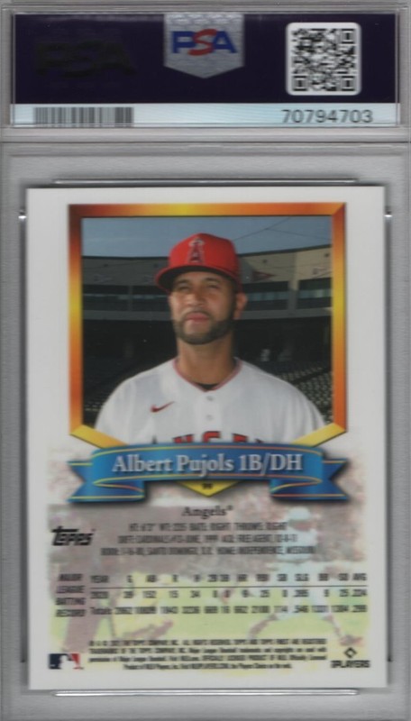 Albert Pujols 2021 Finest Flashbacks # 99 PSA 10 Cardinals/Angels view 2