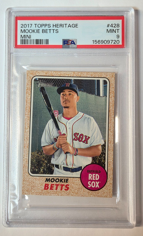 Mookie Betts 2017 Topps Heritage Mini #/100 PSA 9 MINT Red Sox Card #428