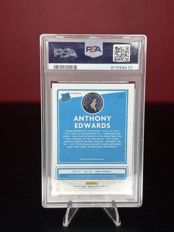 Panini Donruss Optic Rated Rookie Anthony Edwards Holo #151 PSA 9 view 2