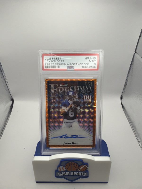 2025 Topps Finest Freshman JAXSON DART On Card Auto Orange Geometric/25 PSA 9