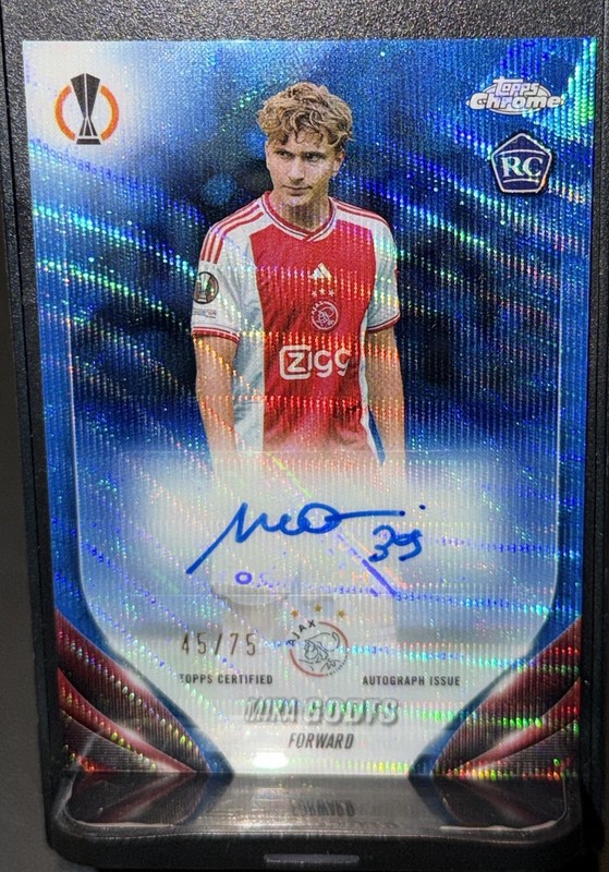 2023-24 Topps Chrome UEFA Mika Godts Auto RC Refractor Rookie #/75