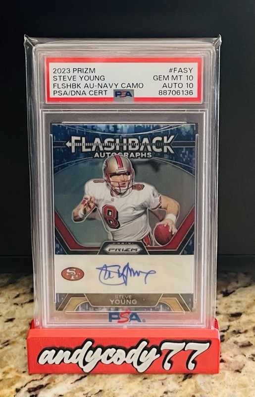 Steve Young 2023 Prizm Flashback Navy Camo Auto #18/25 PSA 10-10 💎🔥