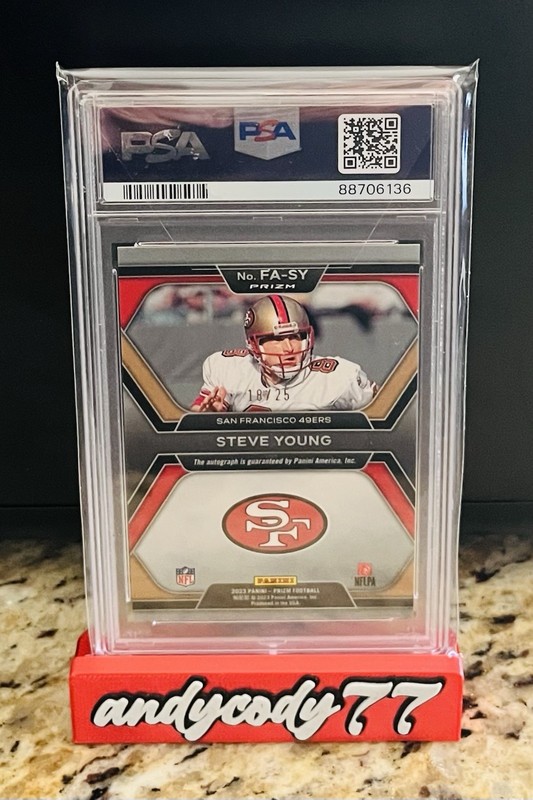 Steve Young 2023 Prizm Flashback Navy Camo Auto #18/25 PSA 10-10 💎🔥 view 2