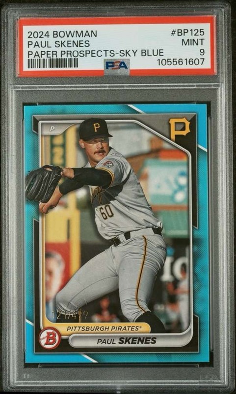 2024 Bowman Paper Prospects - Paper Prospects-Sky Blue #BP125 PAUL SKENES PSA 9