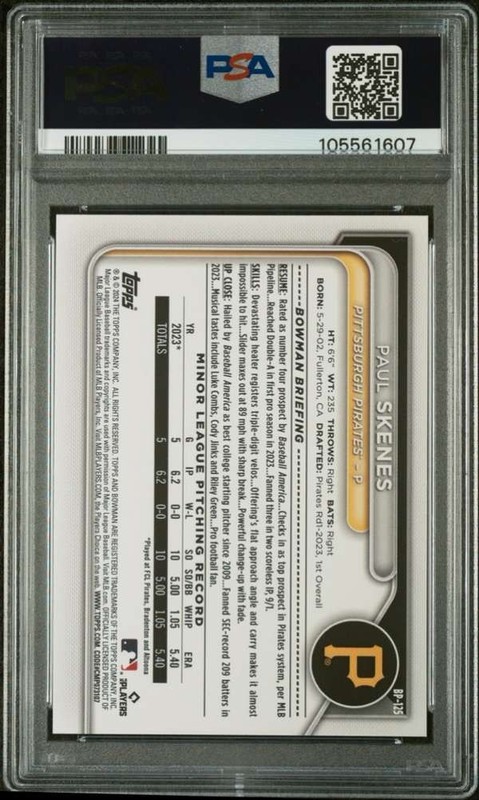 2024 Bowman Paper Prospects - Paper Prospects-Sky Blue #BP125 PAUL SKENES PSA 9 view 2