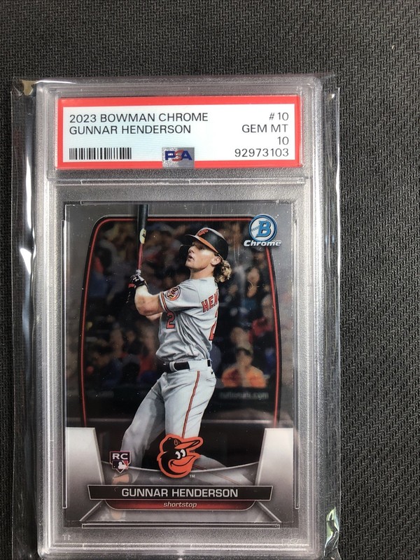 GUNNAR HENDERSON 2023 Bowman Chrome RC PSA 10 view 1