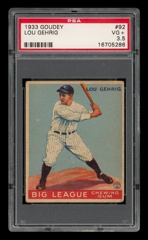 1933 Goudey Set-Break # 92 Lou Gehrig PSA 3.5 VG+