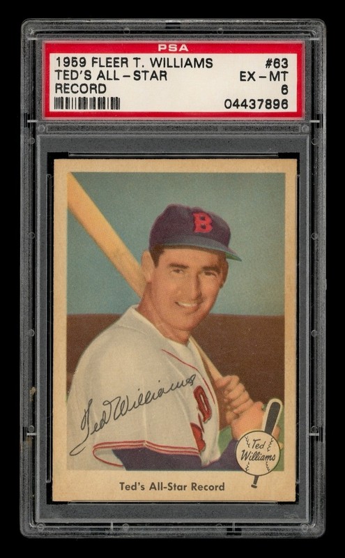 1959 Fleer Ted Williams Set-Break # 63 Ted's All-Star Record PSA 6 EX-MT
