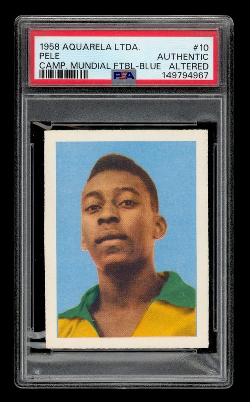 1958 Aquarela Ltda. Camp. Mun Ftbl-Blue # 10 Pele PSA AUTHENTIC ALTERED