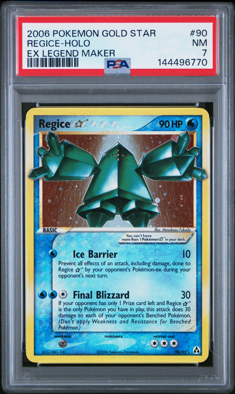2006 Pokemon Gold Star Ex Legend Maker #90 Regice Holo PSA 7 NM