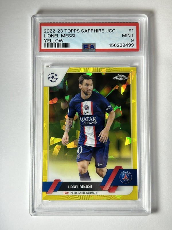 2022-23 Topps Sapphire Lionel Messi Yellow /99 UCC Chrome PSA 9 #1 Ice 