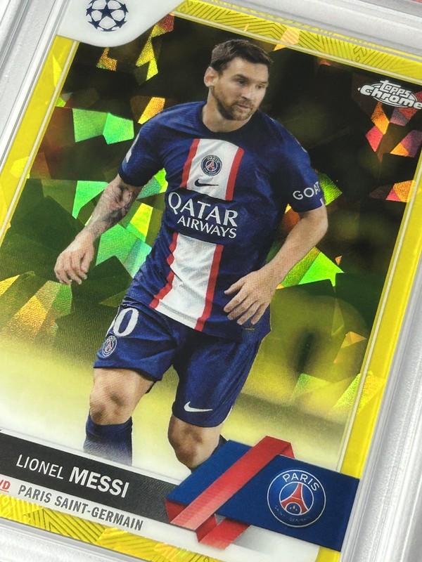2022-23 Topps Sapphire Lionel Messi Yellow /99 UCC Chrome PSA 9 #1 Ice view 2