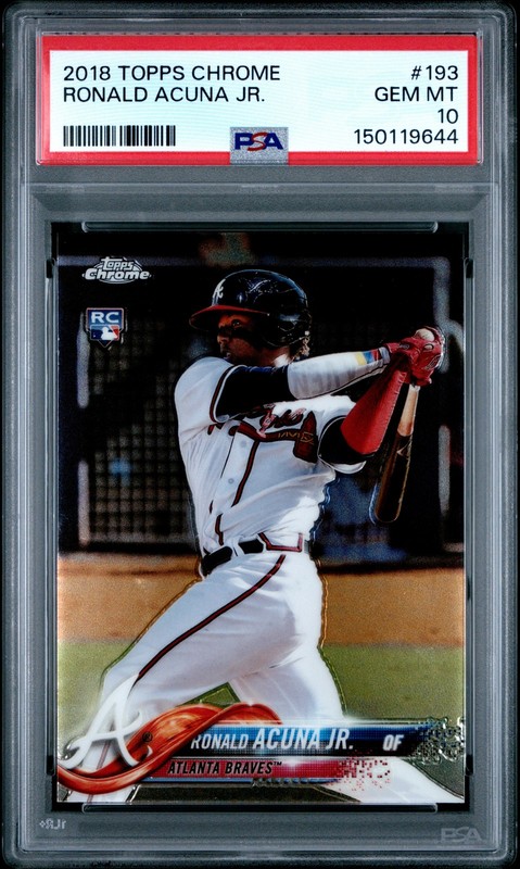 2018 Topps Chrome #193 Ronald Acuna Jr. PSA 10 Rookie RC view 1