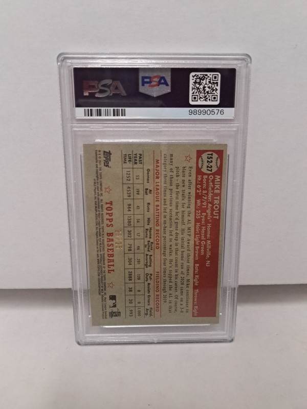 Mike Trout 2021 Topps 1952 Redux #T52-27 Black /25 PSA 9 POP 2 NON HIGHER Angels view 2