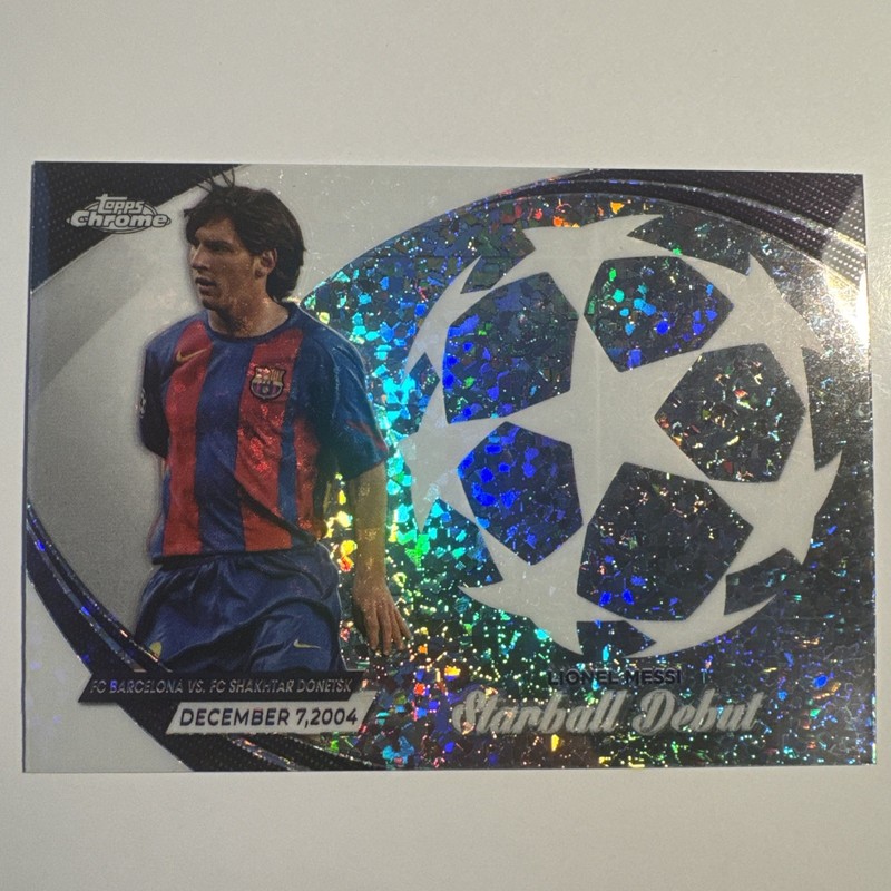 Lionel Messi 2023-24 Topps Chrome UEFA Starball Debut Foil Refractor Barcelona