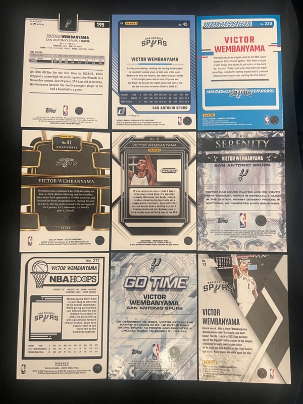 2023 PRIZM SELECT TOPPS VICTOR WEMBANYAMA SPURS NON AUTO ROOKIE 9 CARDS INVEST view 2