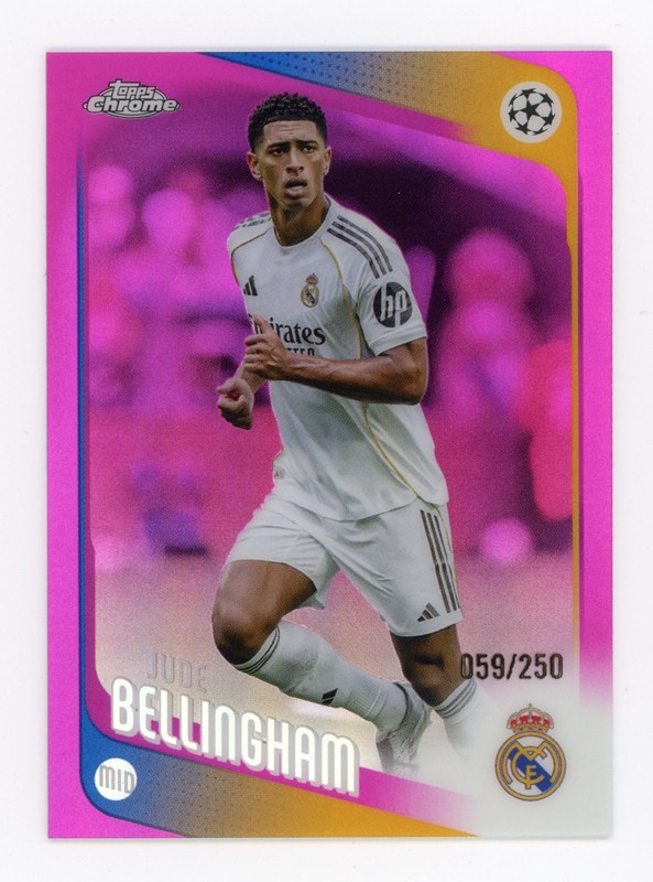 2025-26 Topps Chrome UEFA #64 Jude Bellingham True Pink Refractor /250 FREE SHIP