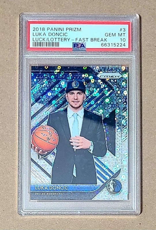 LUKA DONCIC 2018/19 PANINI PRIZM RC LUCK LOTTERY FAST BREAK SP PSA 10