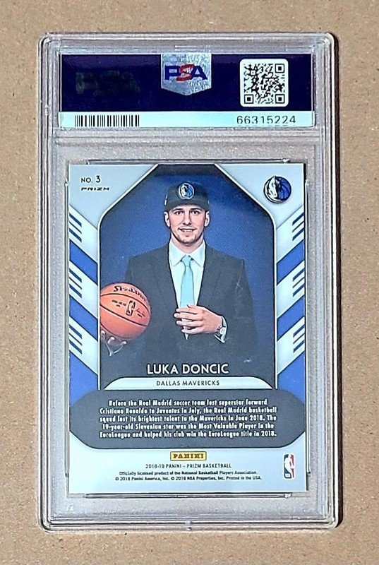 LUKA DONCIC 2018/19 PANINI PRIZM RC LUCK LOTTERY FAST BREAK SP PSA 10 view 2