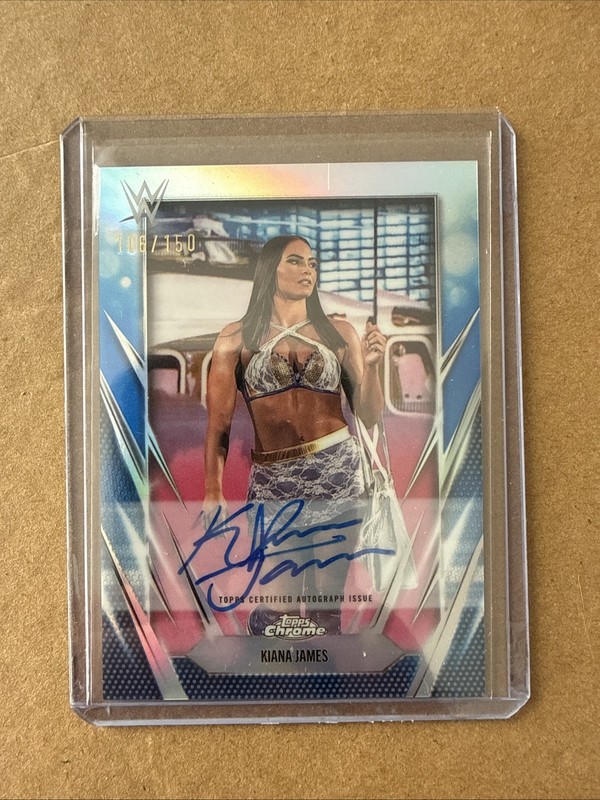 2026 Topps Chrome WWE Kiana James Autograph Auto Blue Refractor #106/150 Card