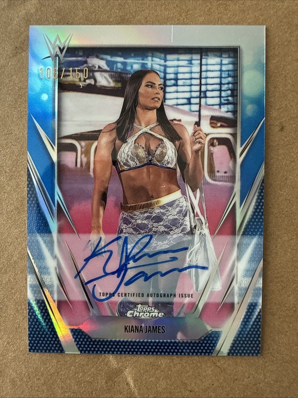 2026 Topps Chrome WWE Kiana James Autograph Auto Blue Refractor #106/150 Card view 2