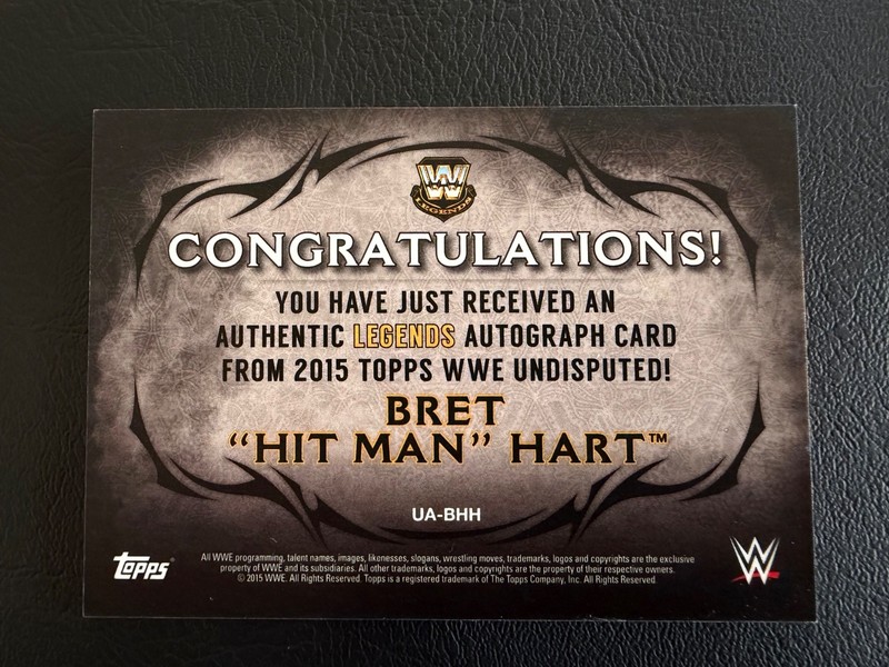 2015 Topps WWE Undisputed - Autographs Bret Hart #UA-BHH (AU) view 2