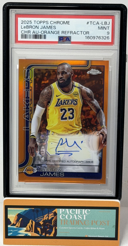 2025-26 Topps Chrome-LEBRON JAMES #TCA-LBJ-True Orange Refractor Auto-5/25-PSA 9