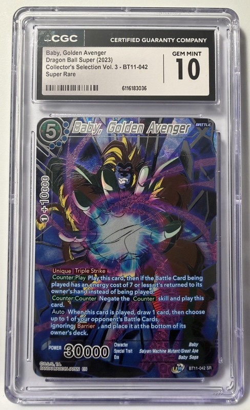 Bandai Dragon Ball Super Card Game Baby Golden Avenger SR Foil Vol. 3 CGC 10 