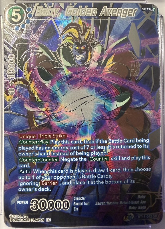 Bandai Dragon Ball Super Card Game Baby Golden Avenger SR Foil Vol. 3 CGC 10  view 2