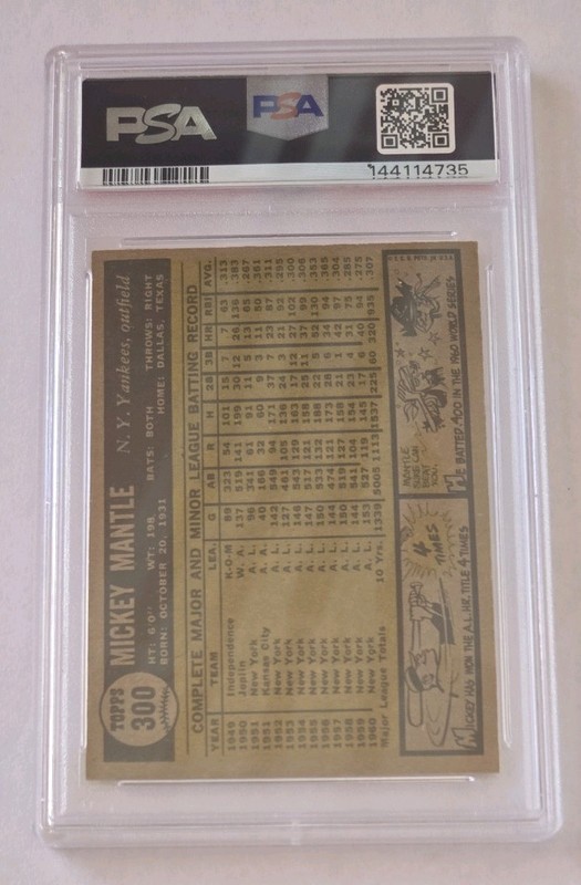 1961 Topps Mickey Mantle #300 PSA 5 Newly Graded  view 2