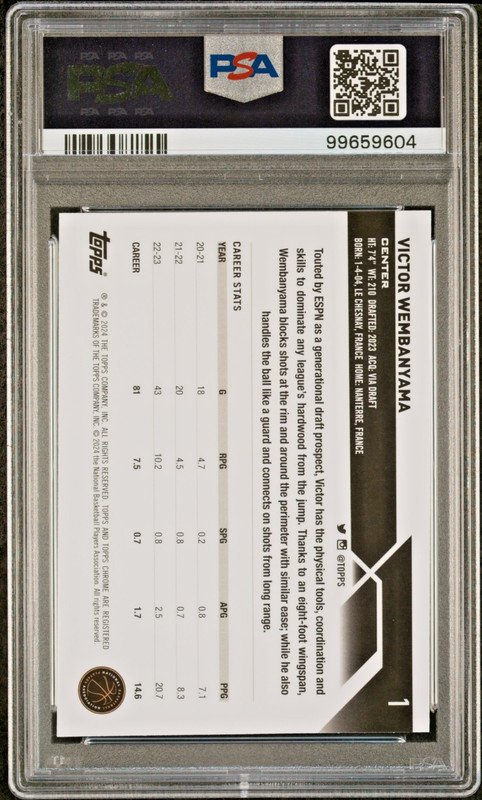 2023 Topps Chrome Victor Wembanyama #1 Rookie Card (RC)! PSA 10 GEM MINT! view 2