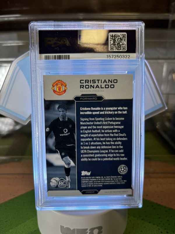 CRISTIANO RONALDO 2020 TOPPS UEFA THE LOST ROOKIE CARDS RC PSA 7 view 2