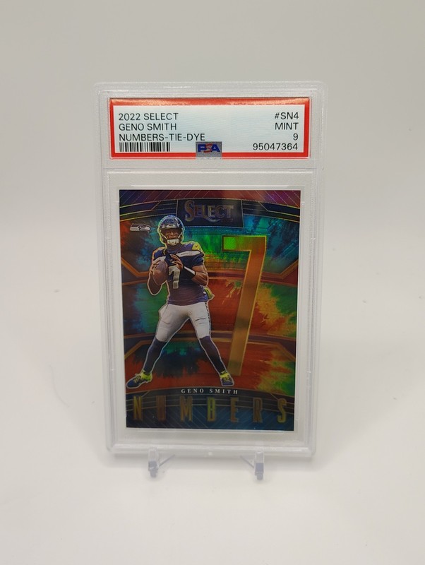 2022 Panini Select Select Numbers Geno Smith #SN-4 Tie-Dye Prizm /25 PSA 9
