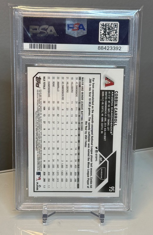 2023 TOPPS CHROME NEGATIVE REFRACTOR #95 CORBIN CARROLL ROOKIE RC PSA 10 view 2