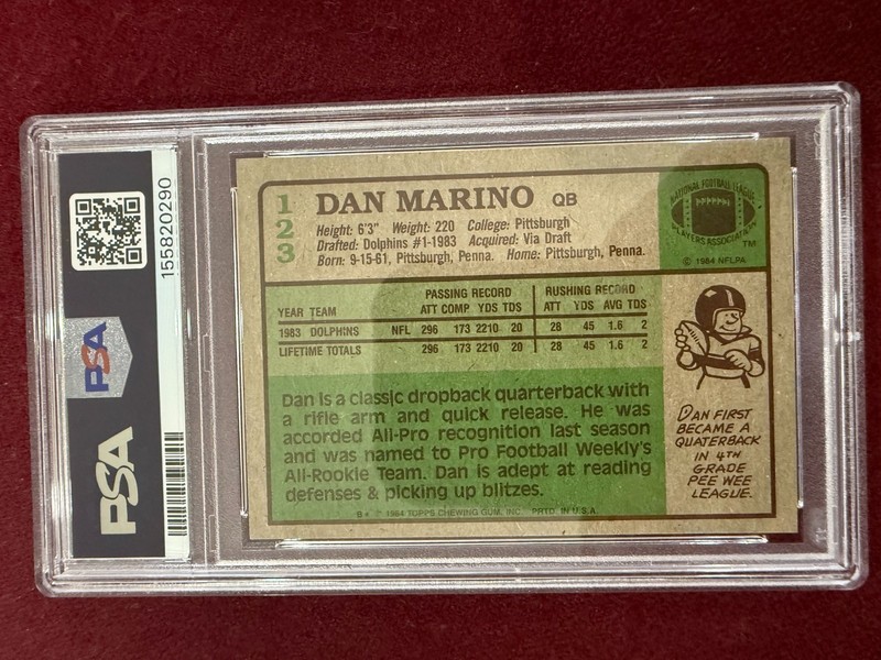 Dan Marino 1984 Topps Rookie Card RC PSA 6 EX-Mint Sharp & Centered view 2