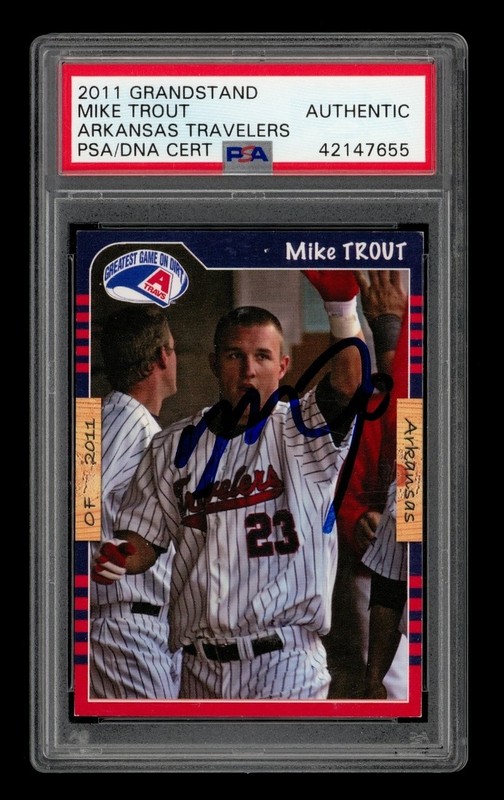 2011 Grandstand Arkansas Travelers: Mike Trout Auto PSA AUTHENTIC