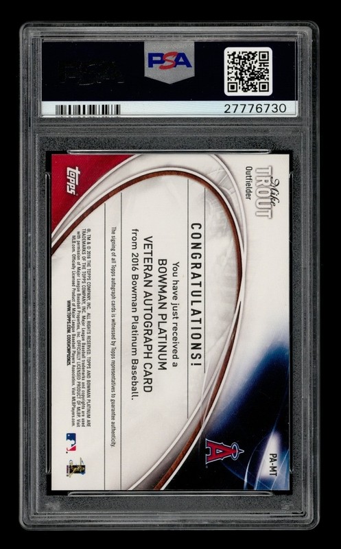 2016 Bowman Platinum Autographs: #PA-MT Mike Trout PSA 10 GEM MINT view 2