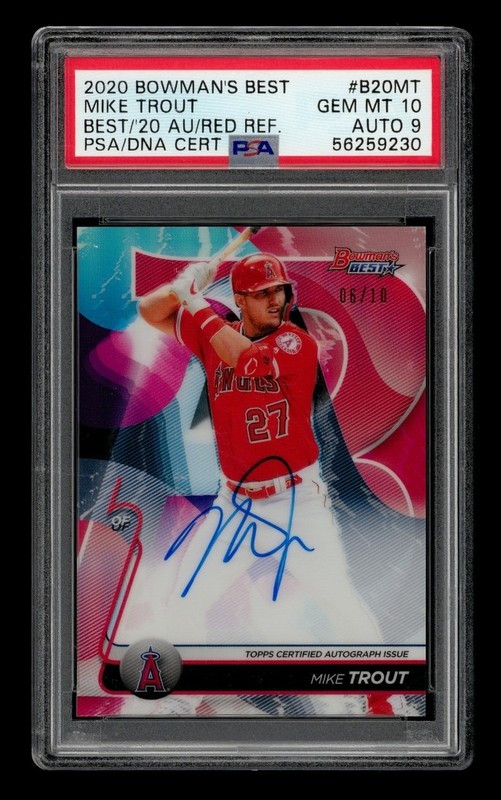 2020 Bowman's Best Red Ref. : #B20MT Mike Trout Auto/10 PSA 10 GEM MINT AUTO 9
