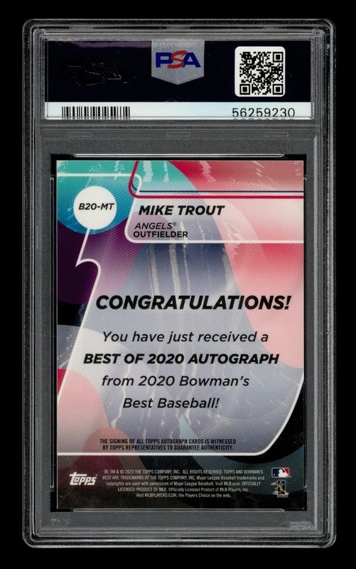 2020 Bowman's Best Red Ref. : #B20MT Mike Trout Auto/10 PSA 10 GEM MINT AUTO 9 view 2