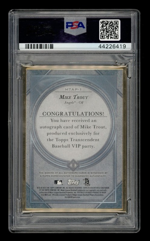 2019 Topps Transcendent VIP Party: #MTAP1 Mike Trout Auto /25 PSA 9 MINT view 2