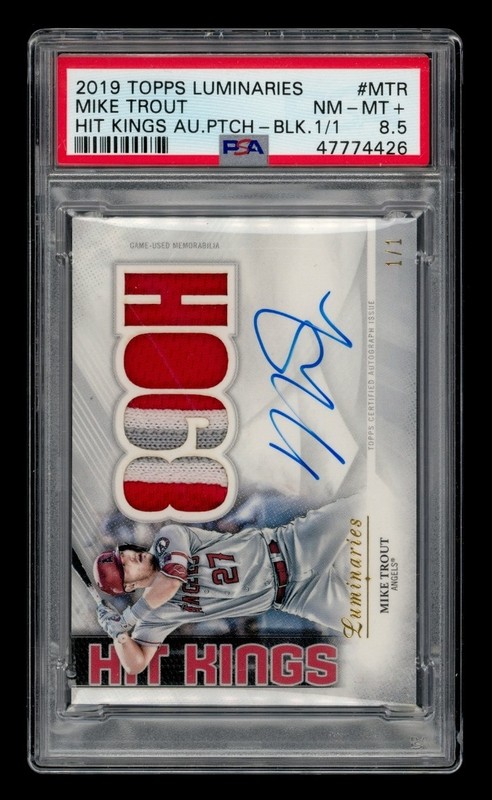 2019 Topps Luminaries Hit Kings Pat-Black: Mike Trout Auto 1/1 PSA 8.5 NM-MT+