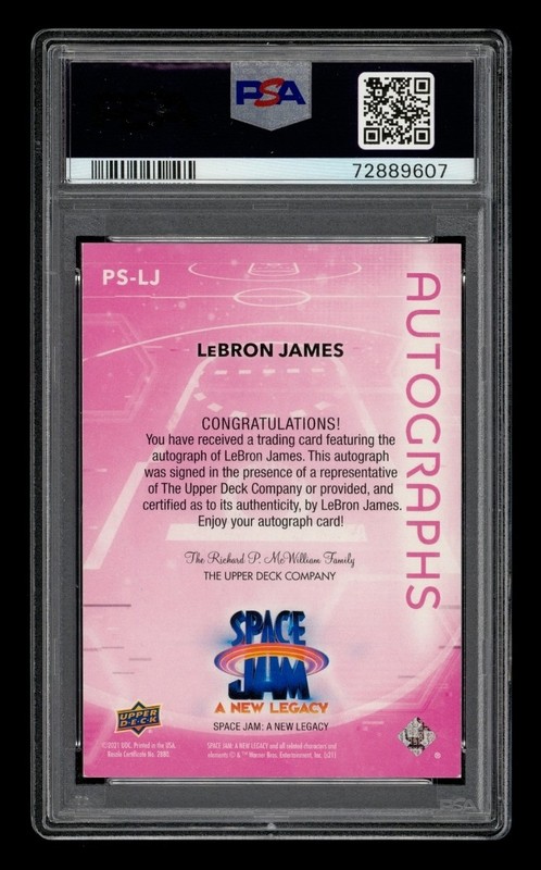 2021-22 U.D. Space Jam A.N.L. Auto-Pink : #LJ Lebron James PSA 7 NM AUTO 10 view 2
