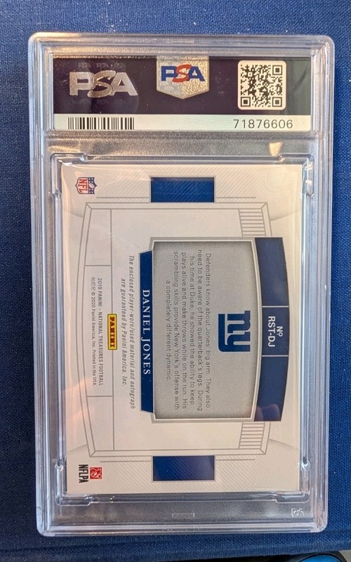 2019 National Treasures Football DJ Daniel Jones RC One Of One Auto RPA 1/1 view 2