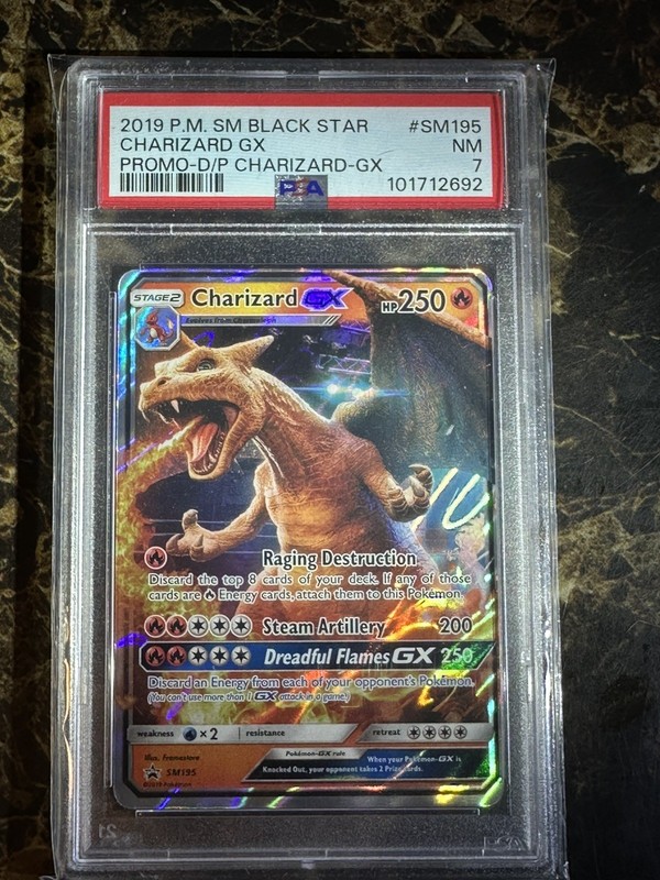 PSA 7 2019 Pokemon SM Black Star Charizard GX - Holo Promo SM195