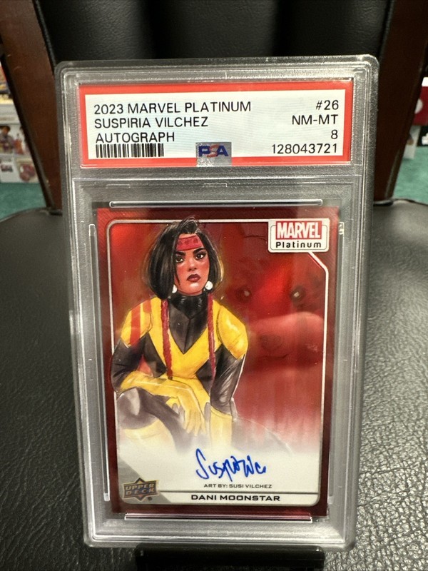 2023 marvel platinum Artist Auto Red Rainbow Dani Moonstar Psa 8 