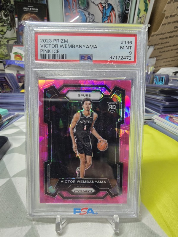 2023-24 Panini Prizm Victor Wembanyama Rookie #136 Pink Ice Prizm PSA 9 Spurs