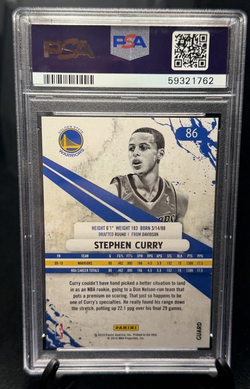 Stephen Curry PSA 9 2010-11 Panini Rookies & Stars - #86 2nd Year R&S Hof view 2