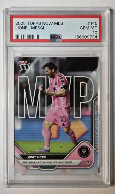 PSA 10 Lionel Messi 2025 Topps Now MLS First Ever Back to Back MVP GEM MINT #145
