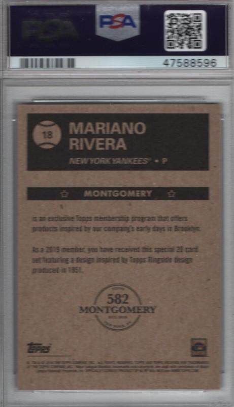 Mariano Rivera 2018-2019 Ringside # 18 Montgomery Set 4 PSA 10 HOF 2019 view 2